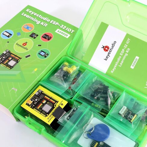 KEYESTUDIO ESP32 IoT Learning Kit for Beginners, Build Wi‑Fi & Bluetooth Smart Devices, Arduino IDE C/C++ and MicroPython Tutorials, Sensors, OLED, Motors & Complete Electronics Components in Saudi Arabia