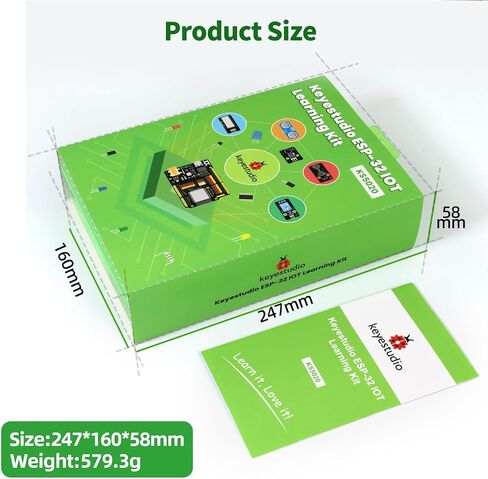 KEYESTUDIO ESP32 IoT Learning Kit for Beginners, Build Wi‑Fi & Bluetooth Smart Devices, Arduino IDE C/C++ and MicroPython Tutorials, Sensors, OLED, Motors & Complete Electronics Components in Saudi Arabia