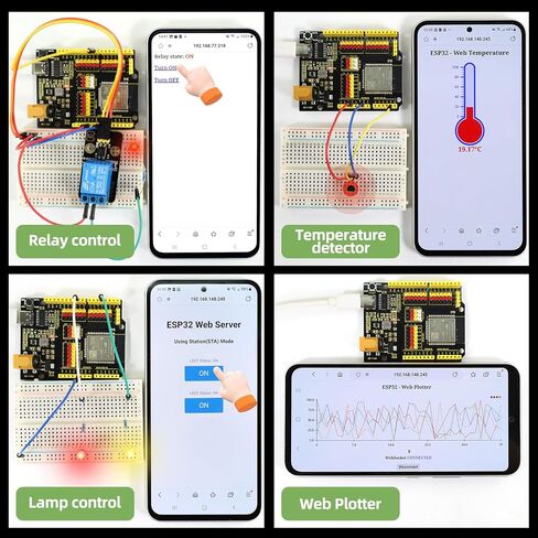 KEYESTUDIO ESP32 IoT Learning Kit for Beginners, Build Wi‑Fi & Bluetooth Smart Devices, Arduino IDE C/C++ and MicroPython Tutorials, Sensors, OLED, Motors & Complete Electronics Components in Saudi Arabia