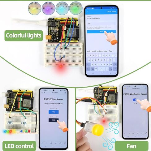 KEYESTUDIO ESP32 IoT Learning Kit for Beginners, Build Wi‑Fi & Bluetooth Smart Devices, Arduino IDE C/C++ and MicroPython Tutorials, Sensors, OLED, Motors & Complete Electronics Components in Saudi Arabia