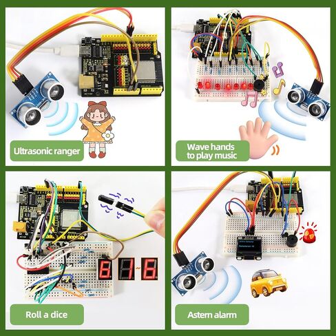 KEYESTUDIO ESP32 IoT Learning Kit for Beginners, Build Wi‑Fi & Bluetooth Smart Devices, Arduino IDE C/C++ and MicroPython Tutorials, Sensors, OLED, Motors & Complete Electronics Components in Saudi Arabia