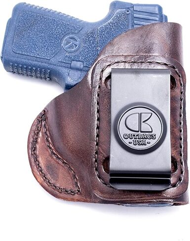 OUTBAGS USA LS4 Full Grain Leather IWB Holster for Kahr P380 Without Laser - Concealed Carry Gun Holster Handcrafted in USA - Right Hand, Brown in Kuwait