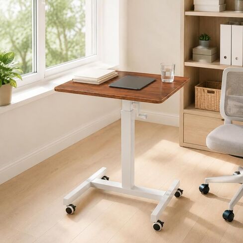Adjustable Height Desk Compact Laptop Table Rolling Standing Desk Mobile Workstation Metal Frame Stain Resistant Finish Suitable for Home Office Bedside Browsing, Color to 4, Style to 4 in Kuwait