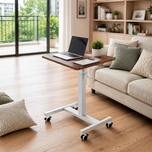 Adjustable Height Desk Compact Laptop Table Rolling Standing Desk Mobile Workstation Metal Frame Stain Resistant Finish Suitable for Home Office Bedside Browsing, Color to 4, Style to 4 in Kuwait