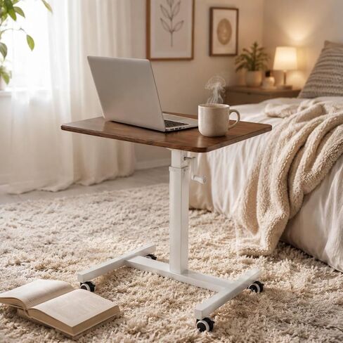Adjustable Height Desk Compact Laptop Table Rolling Standing Desk Mobile Workstation Metal Frame Stain Resistant Finish Suitable for Home Office Bedside Browsing, Color to 4, Style to 4 in Kuwait