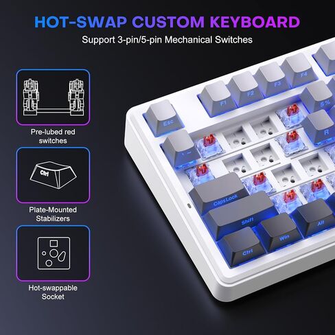 TECURS 75% Wired Gasket Mechanical Keyboard, Hot Swap Gaming Keyboard in Saudi Arabia