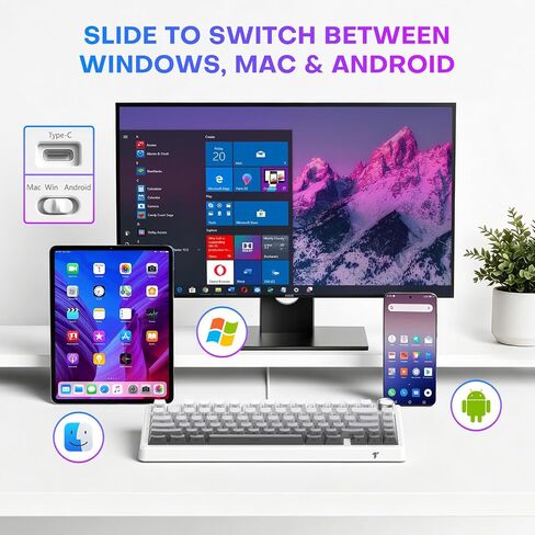 TECURS 75% Wired Gasket Mechanical Keyboard, Hot Swap Gaming Keyboard in Saudi Arabia