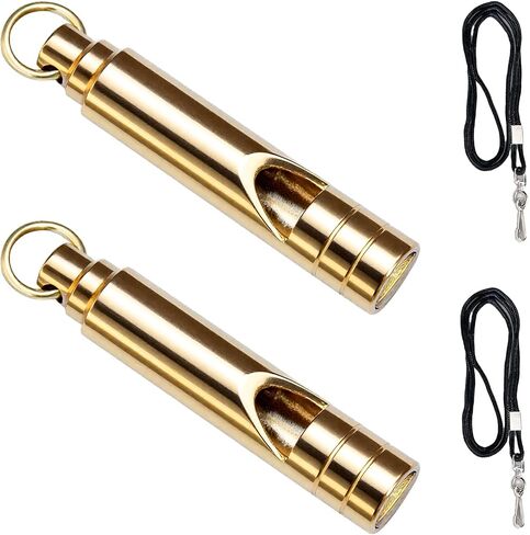 2PCS Brass Survival Whistles, 125dB Loud Emergency Whistle, Safety Whistle with Lanyard for Adults Hiking, Camping, Outdoor, Pet Training and Coaching in Saudi Arabia