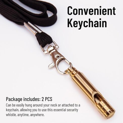 2PCS Brass Survival Whistles, 125dB Loud Emergency Whistle, Safety Whistle with Lanyard for Adults Hiking, Camping, Outdoor, Pet Training and Coaching in Saudi Arabia