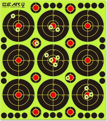 GearOZ 3" Bullseye Splatter Target Stickers, 90-225 PCS Reactive Shooting Paper Targets, 10/25 Sheets/Pack Adhesive Shooting Targets for BB Pellet Gun Airsoft Rifle Shooting Practice, Yellow Impact in Saudi Arabia