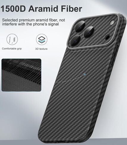 memumi Real Aramid Fiber Case for iPhone 18 Pro Max, Ultra-Thin, Black in Saudi Arabia