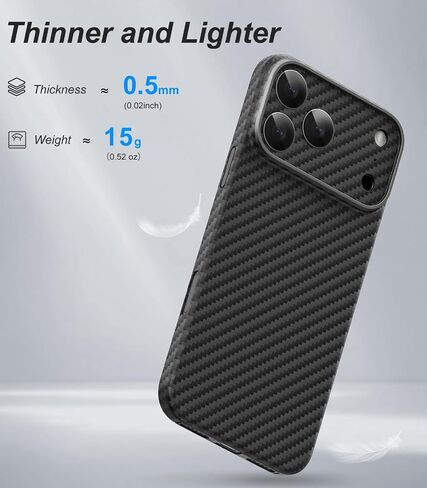 memumi Real Aramid Fiber Case for iPhone 18 Pro Max, Ultra-Thin, Black in Saudi Arabia