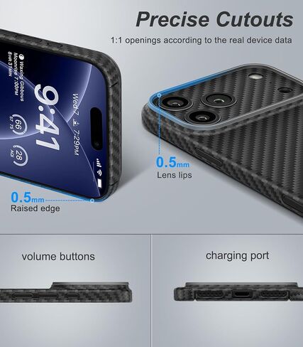 memumi Real Aramid Fiber Case for iPhone 18 Pro Max, Ultra-Thin, Black in Saudi Arabia