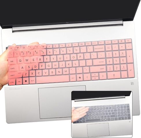 2 Pack Keyboard Cover for HP OmniBook 7 16-az 16-ay Series 16-az0097nr 16-ay0087nr 16",OmniBook 7 17-dc Series 17-dc0097nr 17.3'' (Not Fit Omnibook X 17-dd 17t-dd Series)US Layout Keyboard-Pink+Clear in Saudi Arabia