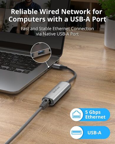 BrosTrend 5Gbps + 2.5Gbps USB to Ethernet Adapter for Laptop, Plug & Play in Saudi Arabia