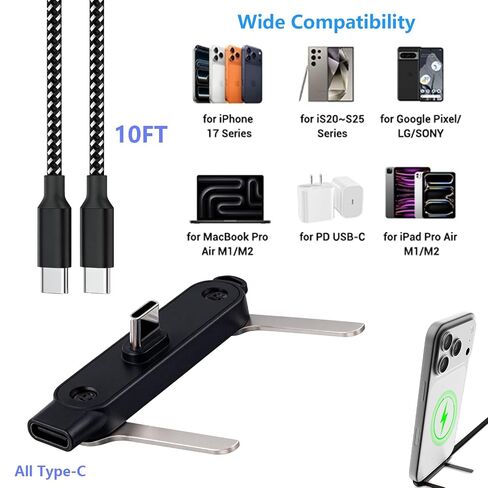 2 Pack Detachable 2 in 1 USB C Cable with 10FT Long Cable in Saudi Arabia