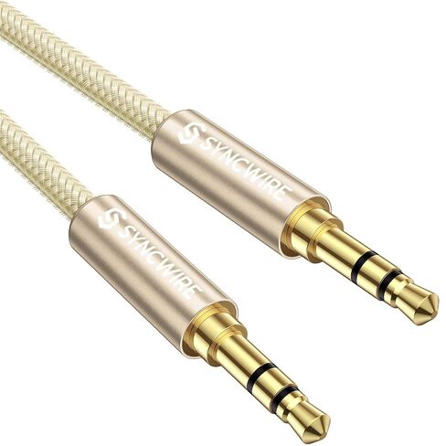 Syncwire 3.5mm Nylon Braided Aux Cable (3.3ft/1m,Hi-Fi Sound), Audio Auxiliary Input Adapter Male to Male Cord for Headphones, Car, Home Stereos, Speaker, iPhone, iPad, iPod, Echo & More – Black in Saudi Arabia