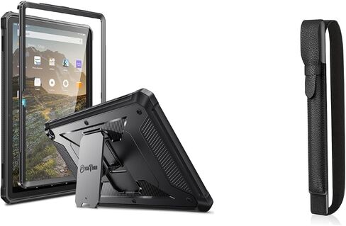 Fintie Case for Amazon Fire Max 11 Tablet (13th Generation, 2023 Release) - Tuatara Shockproof Rugged Unibody Hybrid Kickstand Cover Case + Stylus Pouch PU Leather Pen Sleeve Portable Elastic Pencil C in Kuwait