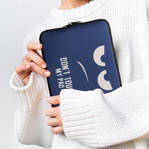 kwmobile Neoprene Pouch Compatible with 9,7"-11" Tablet - Sleeve with Zipper - Don't Touch My Pad White/Dark Blue in Saudi Arabia