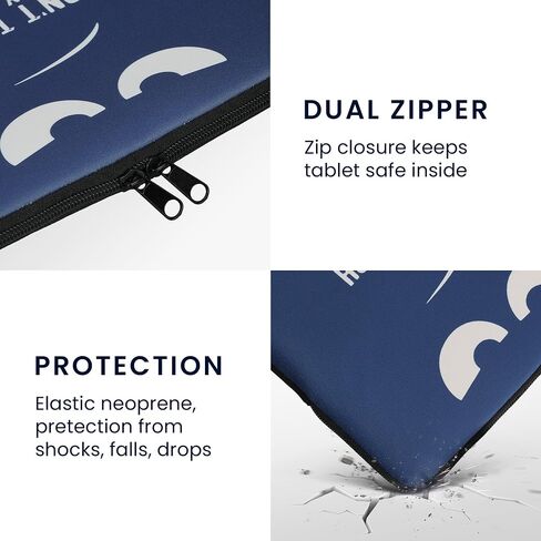kwmobile Neoprene Pouch Compatible with 9,7"-11" Tablet - Sleeve with Zipper - Don't Touch My Pad White/Dark Blue in Saudi Arabia