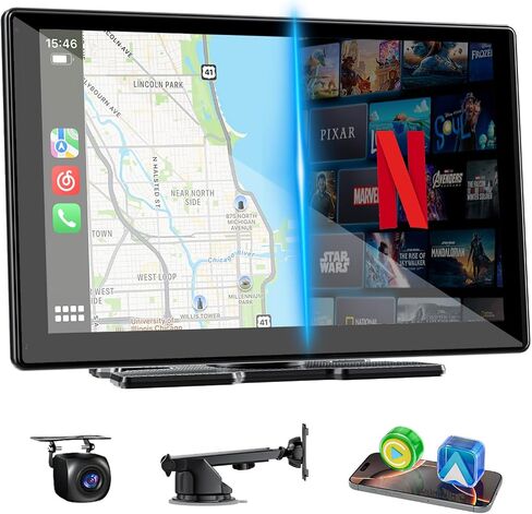 Upgraded 11" CarPlay Screen for Car, Built-in Net-Flix/YouTube/TikTok and Other Apps (No Mirroring Needed), Wireless Car Stereo for Apple Carplay & Android Auto with HD Backup Camera,OTA Updates in Kuwait