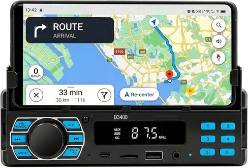 7 Inch Single Din Car Stereo - Wireless CarPlay & Android Auto, Mirror Link, Steering Wheel Control, Bluetooth, FM Radio, 7 Color Lights, EQ Adjustment, Online Video Support for Most Vehicles in Kuwait