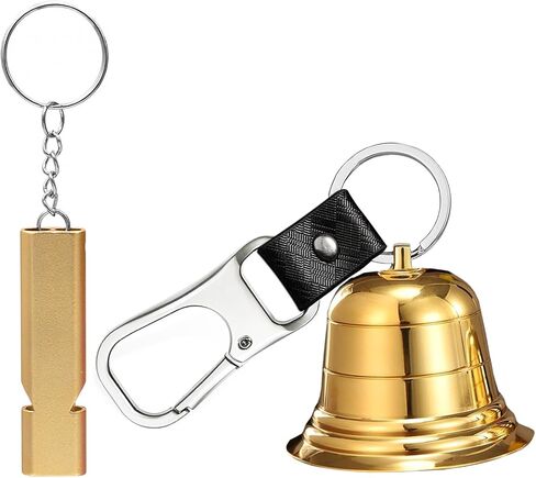 Loud Bear Bell with Whistle Set for Hikers, 2" Hiking Gear Solid Brass Bear Bells with Whistle and Carabiner for Hiking, Biking, Fishing, Climbing, Outdoor Camping Protection in Kuwait