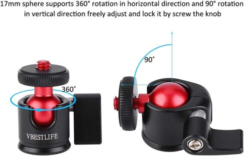 360 Degree Swivel Mini Metal Ball Head with Non-Slip Rubber Pad for DSLR Camera Fill Light, 1/4" Screw Mount, Mini Design for Versatile Use, in Kuwait