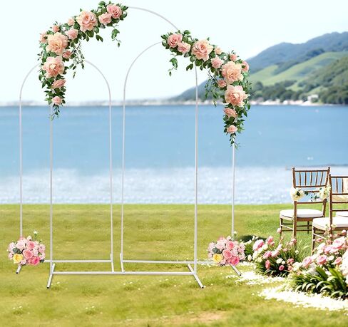 Metal Wedding Arch Backdrop Stand, Square Balloon Arch Frame for Ceremony Party Decoration, Garden Arbor Photo Booth Background Stand for Bridal Shower Birthday in Saudi Arabia