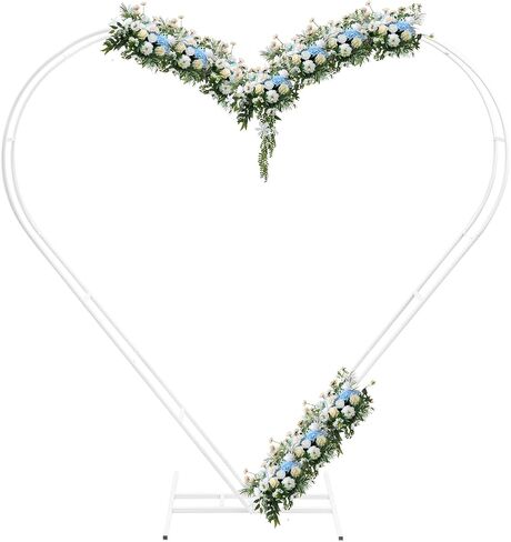 White Heart Wedding Arch | 6.7 × 6.7ft Metal Garden Arch Backdrop Stand with Base, Balloon & Flower Frame for Wedding, Proposal, Anniversary Party Decor in Saudi Arabia