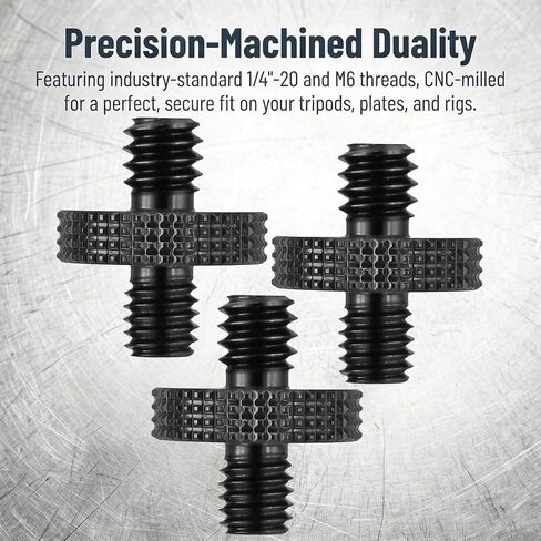 3 Pack 1/4"-20 Male to M6 Male Thread Adapter Screw, Aluminum Alloy Dual Different Specification Conversion Screw for Tripod, Monopod, Camera Quick Release Plate, Light Stand in Saudi Arabia