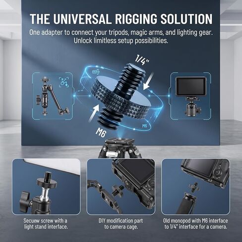 3 Pack 1/4"-20 Male to M6 Male Thread Adapter Screw, Aluminum Alloy Dual Different Specification Conversion Screw for Tripod, Monopod, Camera Quick Release Plate, Light Stand in Saudi Arabia