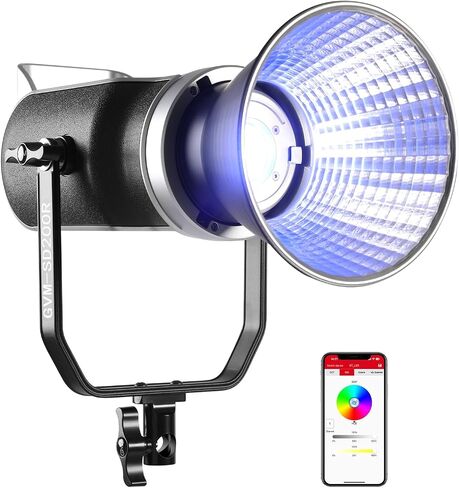 GVM 200W RGB LED Video Light, 2700K~7500K COB Photography Lighting with Bowens Mount/APP/DMX Control, 98200lux/0.5m Continuous Output Lighting for Studio Photography, 8 Effects in Saudi Arabia