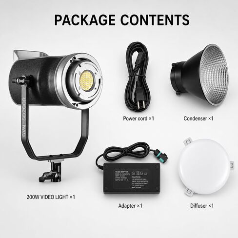 GVM 200W RGB LED Video Light, 2700K~7500K COB Photography Lighting with Bowens Mount/APP/DMX Control, 98200lux/0.5m Continuous Output Lighting for Studio Photography, 8 Effects in Saudi Arabia