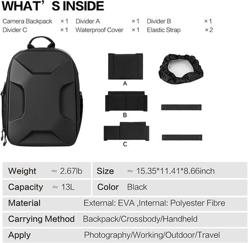AMBITFUL S1 Hard Shell Camera Backpack, 13L for DSLR Mirrorless in Saudi Arabia