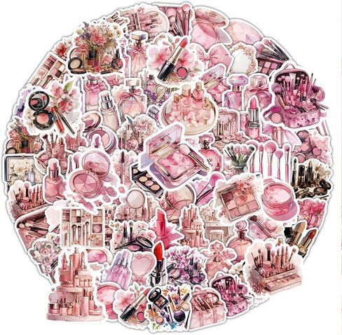 135pcs Makeup Stickers, Cute Girl Vinyl Waterproof Cosmetology Sticker for Laptop，Skateboard，Phone Case，Beauty Decals Gifts for Girls for Party Favors Supplies Decor in Saudi Arabia