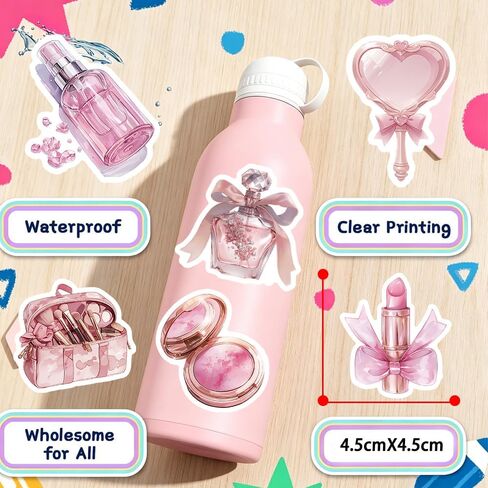 135pcs Makeup Stickers, Cute Girl Vinyl Waterproof Cosmetology Sticker for Laptop，Skateboard，Phone Case，Beauty Decals Gifts for Girls for Party Favors Supplies Decor in Saudi Arabia