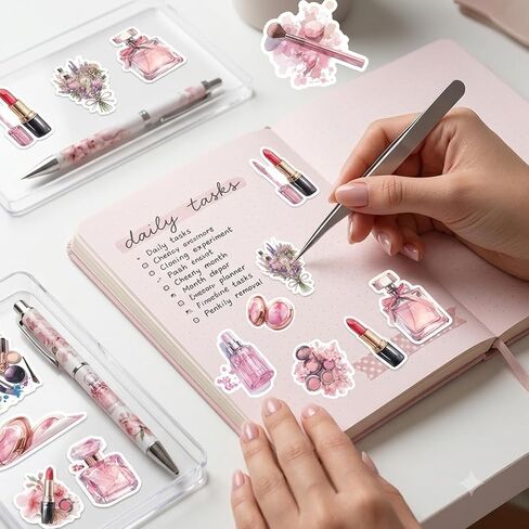 135pcs Makeup Stickers, Cute Girl Vinyl Waterproof Cosmetology Sticker for Laptop，Skateboard，Phone Case，Beauty Decals Gifts for Girls for Party Favors Supplies Decor in Saudi Arabia
