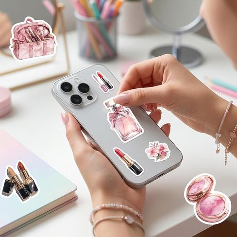 135pcs Makeup Stickers, Cute Girl Vinyl Waterproof Cosmetology Sticker for Laptop，Skateboard，Phone Case，Beauty Decals Gifts for Girls for Party Favors Supplies Decor in Saudi Arabia