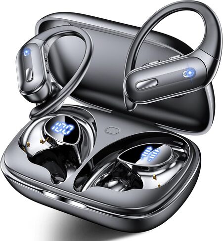 Active Noise Cancelling Wireless Earbuds Bluetooth Headphones 90 Hrs Playtime Ear Buds with Hi-Res Stereo Deep Bass Power Display Earphones with Earhooks Waterproof Transparency Headset Sports/Running in Saudi Arabia