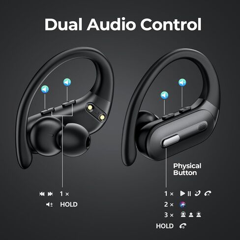 Active Noise Cancelling Wireless Earbuds Bluetooth Headphones 90 Hrs Playtime Ear Buds with Hi-Res Stereo Deep Bass Power Display Earphones with Earhooks Waterproof Transparency Headset Sports/Running in Saudi Arabia