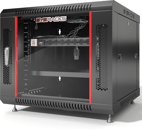 Sysracks 9U Wall Rack Mount Server 19" Deep Network Cabinet, Server Rack with Fan, Removable Side Panels, Locking Glass Door 24" Computer Cabinet Enclosure Network Rack Case 9.600 in Saudi Arabia