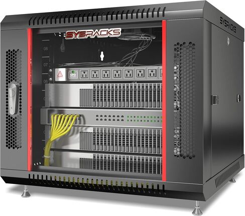 Sysracks 9U Wall Rack Mount Server 19" Deep Network Cabinet, Server Rack with Fan, Removable Side Panels, Locking Glass Door 24" Computer Cabinet Enclosure Network Rack Case 9.600 in Saudi Arabia