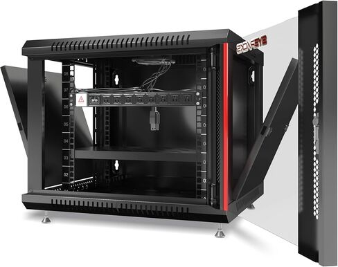 Sysracks 9U Wall Rack Mount Server 19" Deep Network Cabinet, Server Rack with Fan, Removable Side Panels, Locking Glass Door 24" Computer Cabinet Enclosure Network Rack Case 9.600 in Saudi Arabia