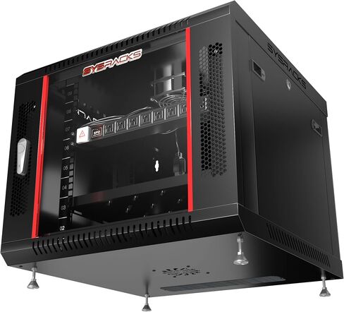 Sysracks 9U Wall Rack Mount Server 19" Deep Network Cabinet, Server Rack with Fan, Removable Side Panels, Locking Glass Door 24" Computer Cabinet Enclosure Network Rack Case 9.600 in Saudi Arabia