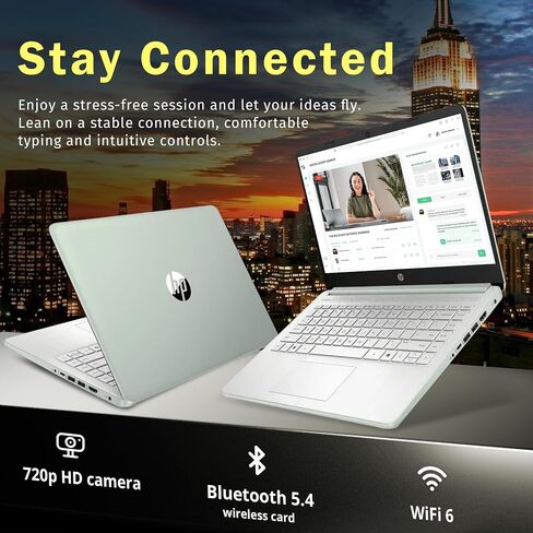 HP Stream 14" HD Laptop for Student & Business, Intel Processor N150, 16GB RAM, Intel Graphics, 288GB Storage(128GB UFS+160GB Docking Station Set),1 Year Office 365, Copilot, Wi-Fi 6, Win 11 S, Green in Kuwait