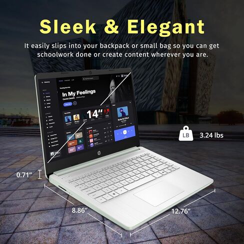 HP Stream 14" HD Laptop for Student & Business, Intel Processor N150, 16GB RAM, Intel Graphics, 288GB Storage(128GB UFS+160GB Docking Station Set),1 Year Office 365, Copilot, Wi-Fi 6, Win 11 S, Green in Kuwait