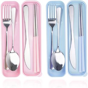JEPELUS 2Pcs Travel Utensils with Case, Reusable Portable Cutlery Set in Saudi Arabia