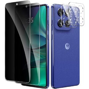 [2+2 Pack] Privacy Screen Protector for Motorola Moto G Stylus 2025, Anti-Spy Shatterproof Tempered Glass with Camera Lens Tempered Glass 9H Hardness Bubble Free Anti-Glare Case Friendly in Saudi Arabia