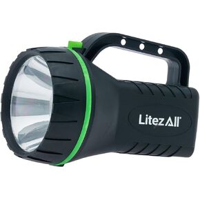 LitezAll Handle Flashlight - Lantern | 200 Lumen Retro Style Handheld Spotlight | IPX4 Weather Resistant Resin Work Light | Built-In Storage for 6 Extra Batteries | 3 AA Batteries Included in Saudi Arabia